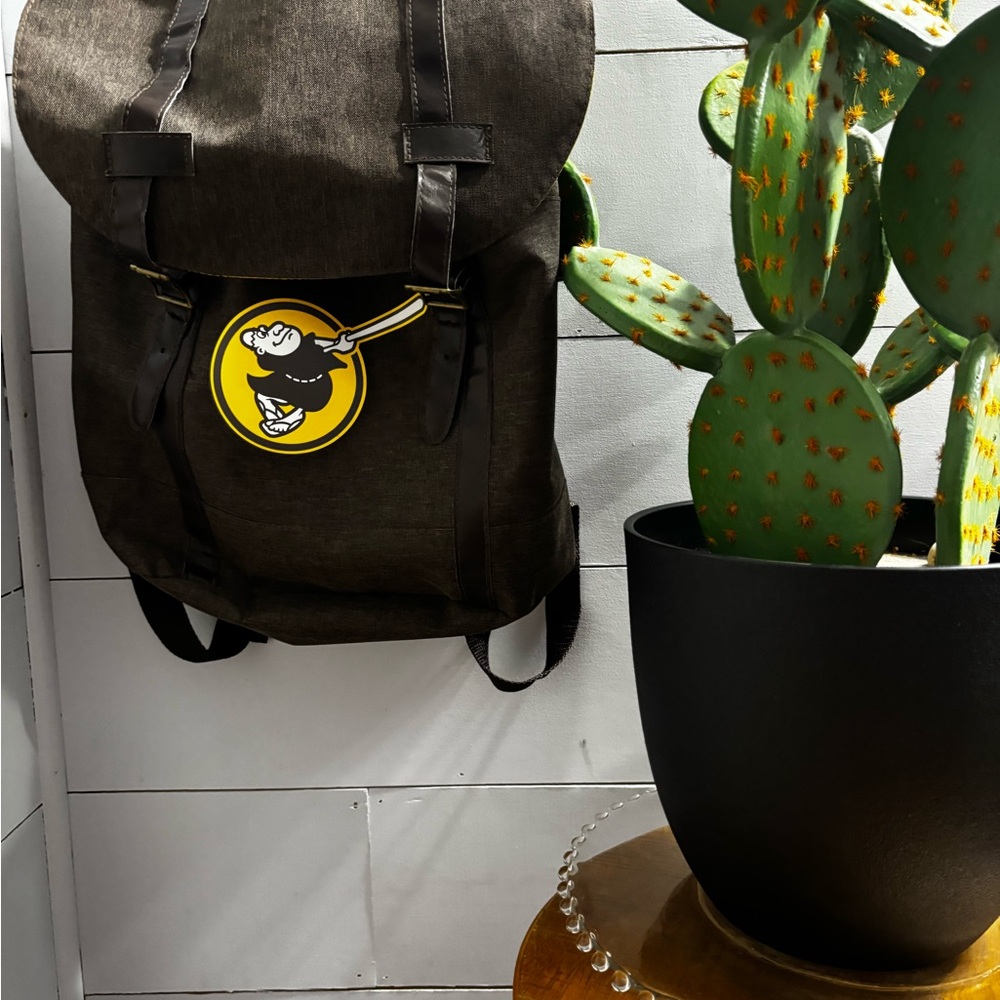 Black Durable Canvas Backpack with Top Flap Closure